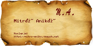 Mitró Anikó névjegykártya